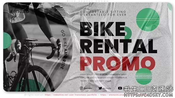 AE模板-时尚自行车马拉松赛事包装产品租赁促销广告Bike Rental Promo