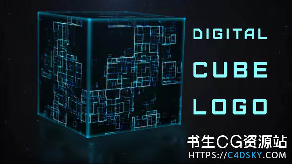 AE模板-高科技三维数字立方体标志LOGO演绎Digital Cube Logo Reveal