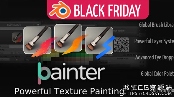 Blender插件-画笔材质笔刷绘画插件Bpainter v2.0.19