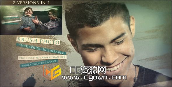 复古水墨笔刷图片展示 Videohive Brush Photo AE模