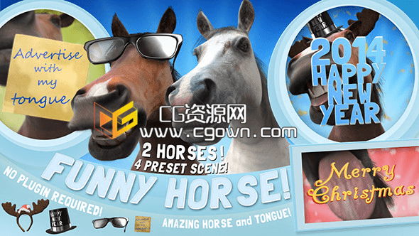 有趣的马开场标志或文本动画 Videohive Funny Horse Opener AE模板