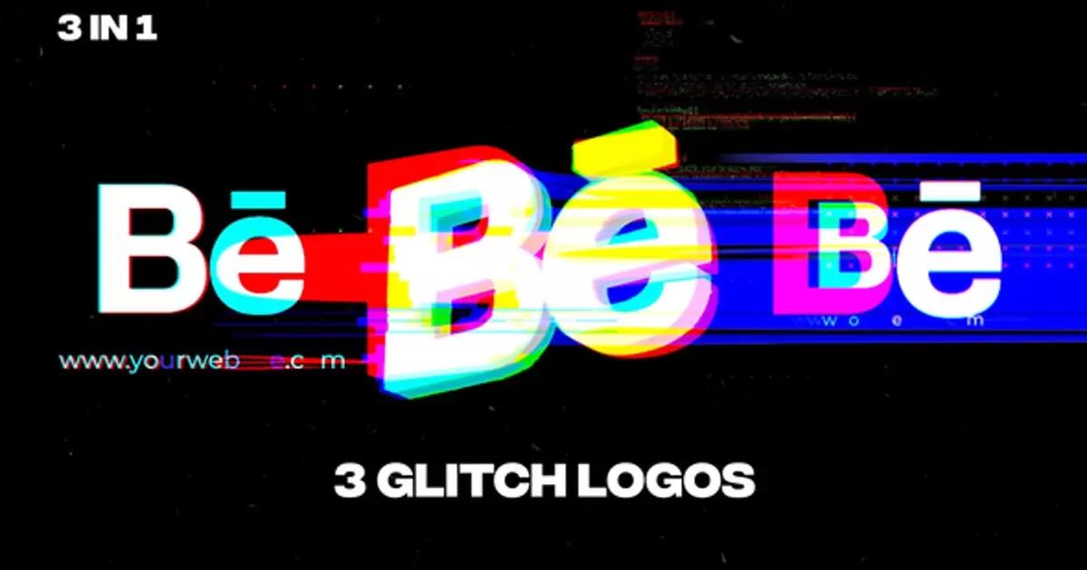 rgb色彩飘逸失真logo标志AE模版Glitch Logos插图