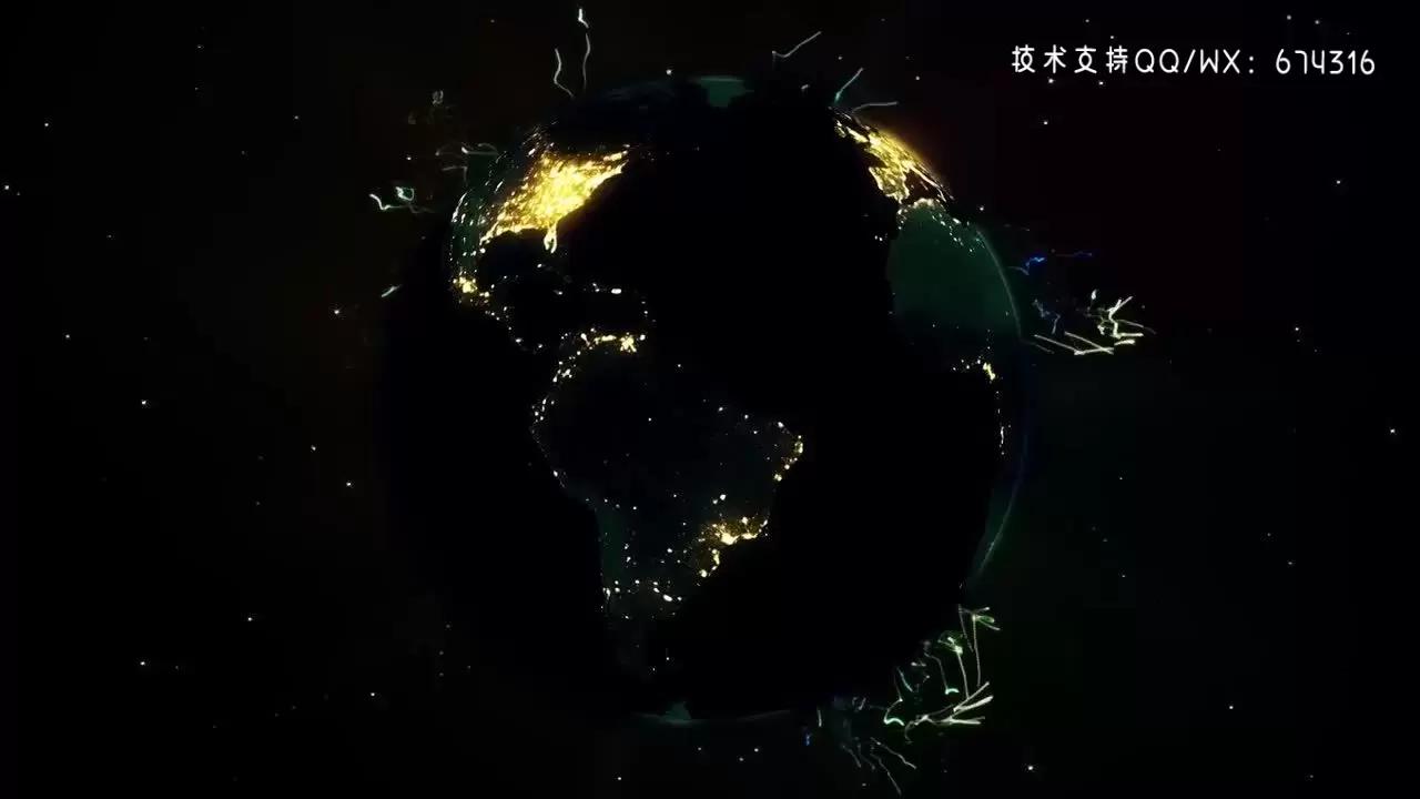 动画夜间地球和柔和的粒子星空Logo Pr模板视频下载插图