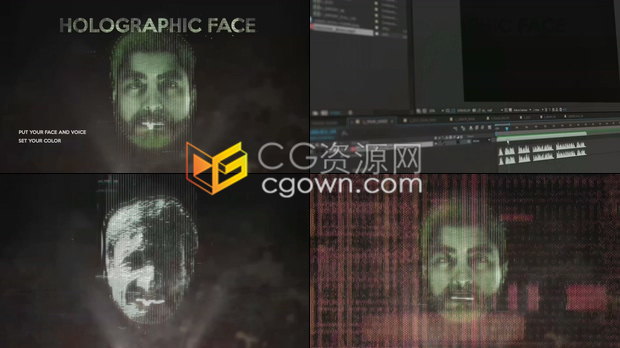 科幻数码全息人脸特效制作4K云科技网络宣传视频-AE模板下载