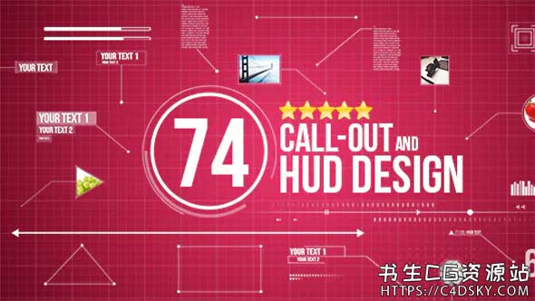 AE模板-74组科技感呼出指示线产品信息标注Hud设计包74 Call-Out and Hud Design Pack