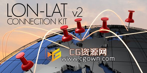 C4D R16地球连线插件 Editude LON LAT Connection Kit v2.0 Cinema 4D