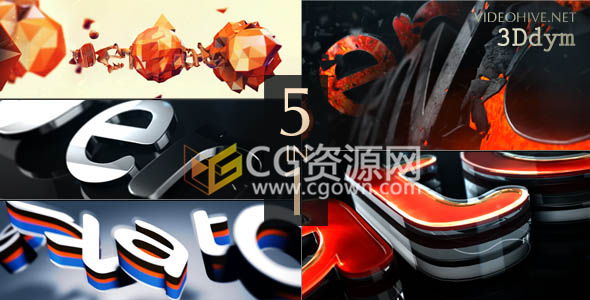 5种三维震撼标志动画片头AE模板 E3D金属游戏LOGO演绎工程 免费下载