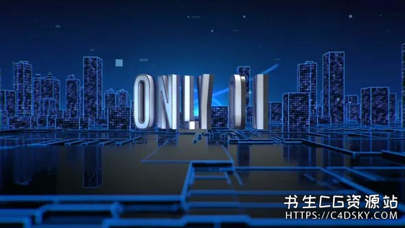 AE模板-结合E3D插件创建粒子光线城市穿梭电影标题开场动画模板Corporate Tech Titles