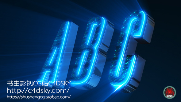 AE模板-魅力舞蹈音乐节目片头LED发光文字标题动画E3D模板Alphabet 3D Neon LED - Abc And Social Media Icons免费下载