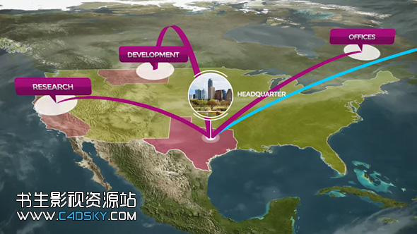 AE模板+AE脚本-世界地图连线国家地区连接动画呼叫指示线工具包 年会员免费下载