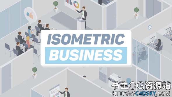 AE模板-扁平化3D等距公司上班族人物场景MG动画 Business Isometric