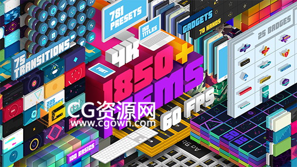 更新支持AE CC2018扩展脚本平台文字标题预设图形背景转场MG动画