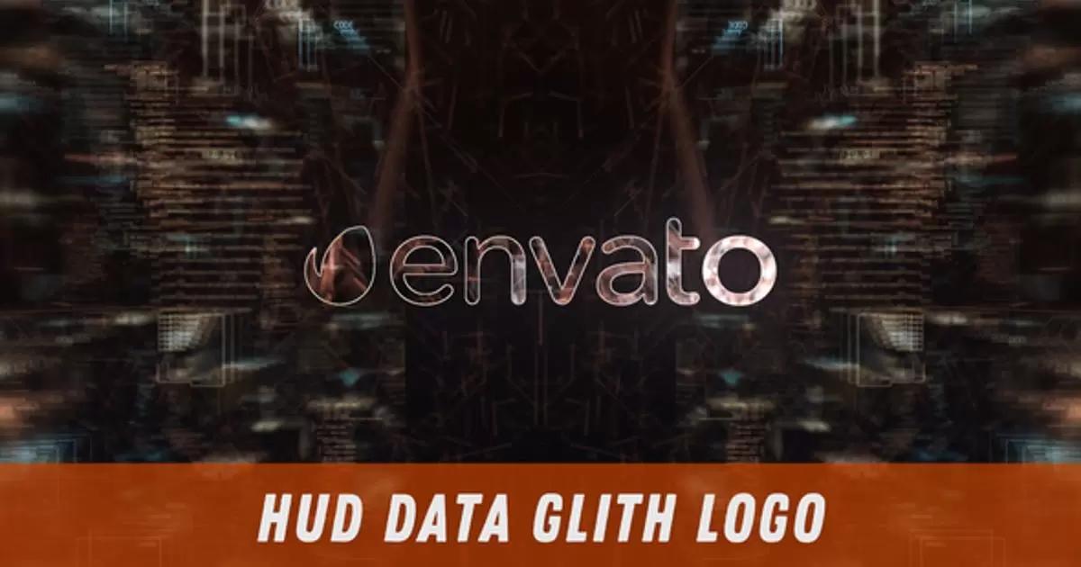 平视显示器HUD高科技logo数据滑动标志AE模版HUD Data Glith Logo插图