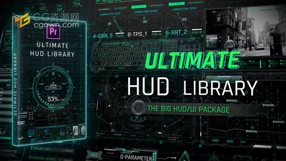 Ultimate HUD Library未来图形元素技术图标加载器地图动画-PR模板