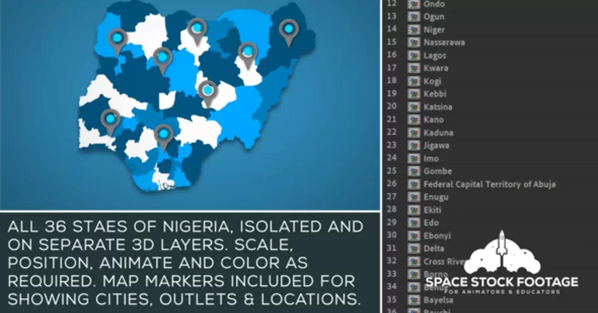 尼日利亚地图套件AE视频模版Nigeria Map Kit插图