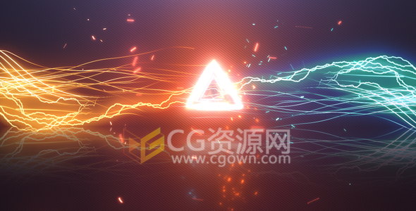 闪电光线碰撞霓虹灯标志LOGO片头动画制作-AE模板下载