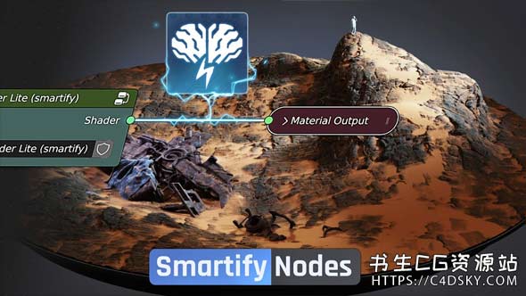 Blender插件-Smartify Nodes v1.03一键智能节点场景概念设计苔藓雪灰尘沙做旧程序资产