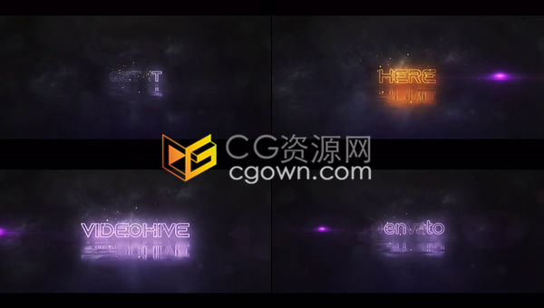 灯光闪烁灰暗背景霓虹灯标志LOGO片头含垂直版式-AE模板下载