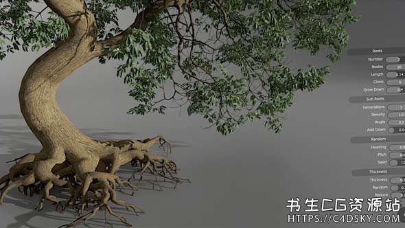 Blender插件中文版 The Grove 11树木生长动画枝叶根部植物森林+ 3 Twigs Asset