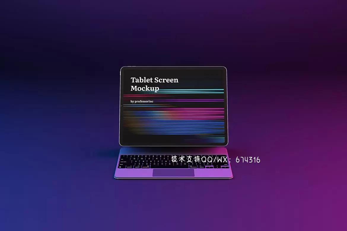 高品质的霓虹灯效果iPad Pro APP UI样机展示模型mockups免费下载插图6