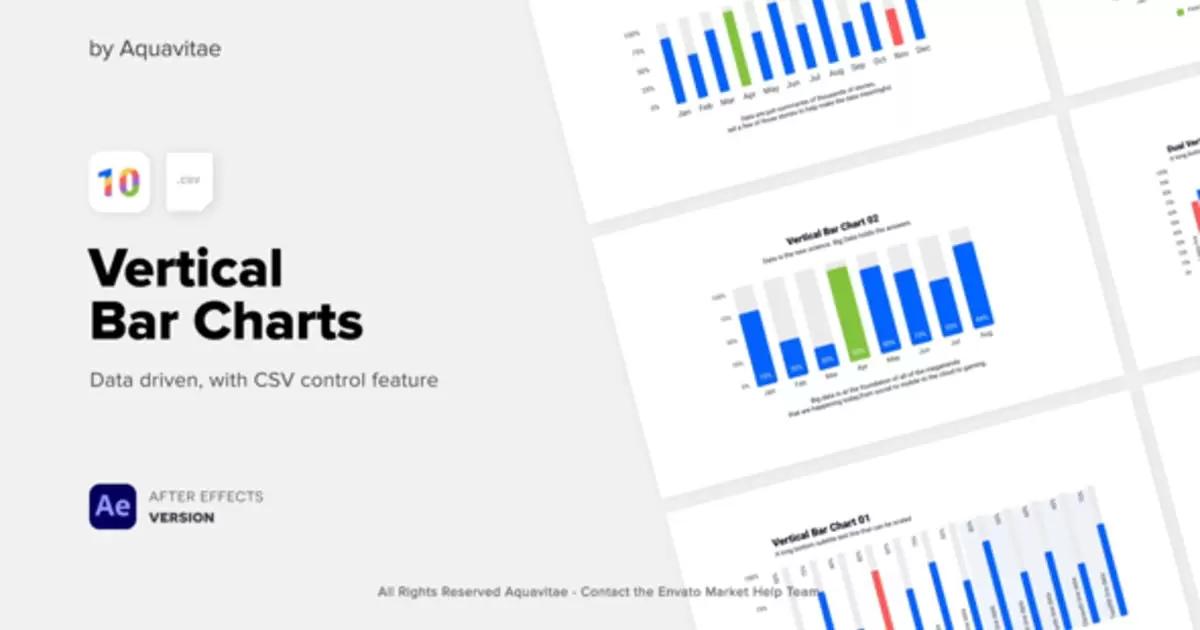 CSV数据自动图表公司垂直条形图AE视频模版CSV Driven Corporate Vertical Bar Charts插图