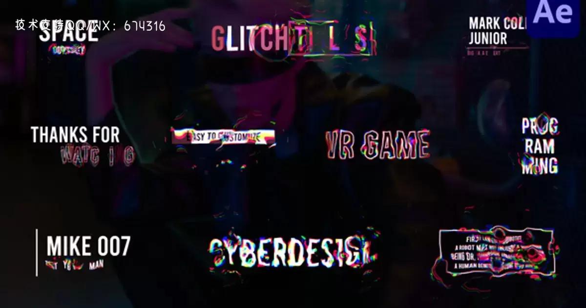 信号干扰液体标题特效文字效果AE视频模版Glitch Liquid Titles | After Effects插图