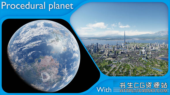 Blender大型程序星球三维城市和植被Large Scale Procedural Planet With 3d Cities And Vegetation