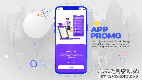 AE模板-扁平化苹果手机APP应用程序广告宣传制作Stylish phone 13 app promo