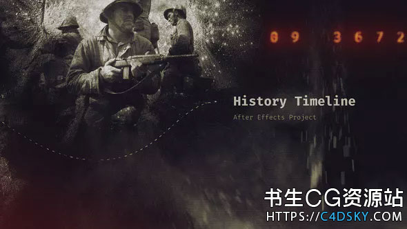 AE模板-粉尘粒子遮罩历史记录片时间线照片开场History Timeline III