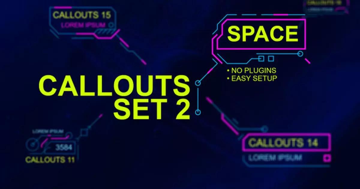 标注设置呼出数据AE视频模版Callouts set 2 space插图