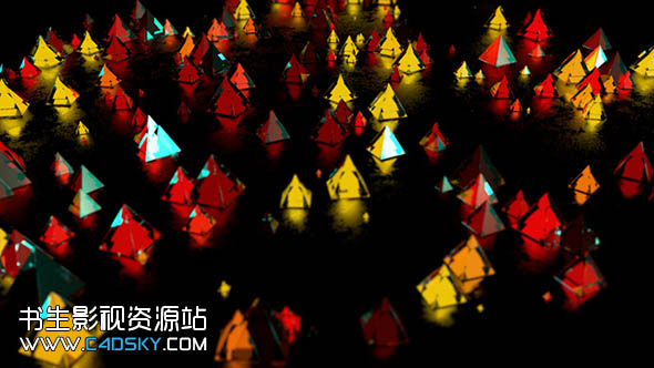 C4D三维玻璃质感四棱锥随机颜色变化教程含工程文件Color shader in Cinema 4D 免费下载