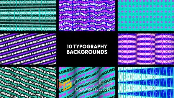 10组波浪式文字循环图形动画背景视频-AE与PR模板