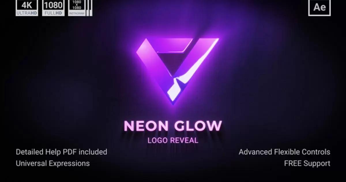 霓虹灯发光led标志logo显露AE模版Neon Glow Logo Reveal插图