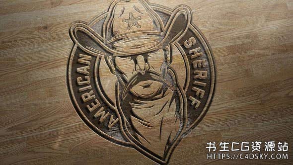 古老冒险题材电影标志木刻样机镂空动画AE模板Woodcut Mockup Logo