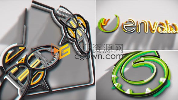 多层彩色3D挤压和边缘生长动画三维LOGO效果片头视频制作-AE模板下载