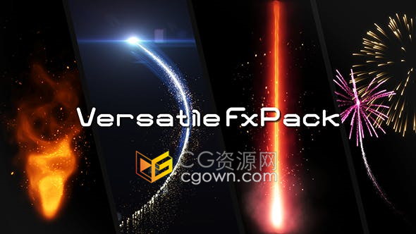 Versatile FxPack v1.4 AE脚本制作Particular粒子光线拖尾烟花粉尘喷射特效多种预设