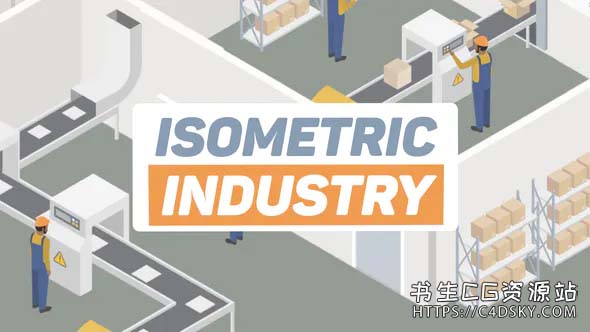 AE模板-扁平化等距风格公司行业演示输送机产品组合展示模板Isometric Industry