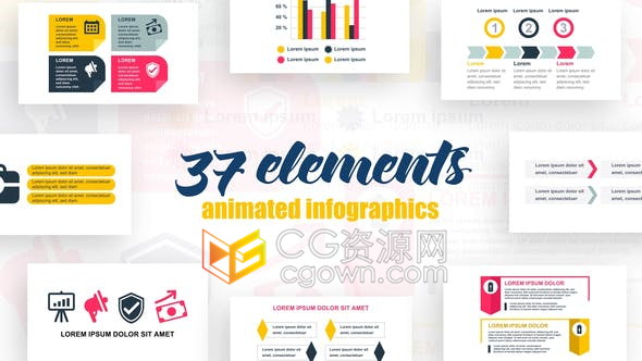 AE模板37组Infographics企业营销业绩数据图表动画公司统计分析介绍图形