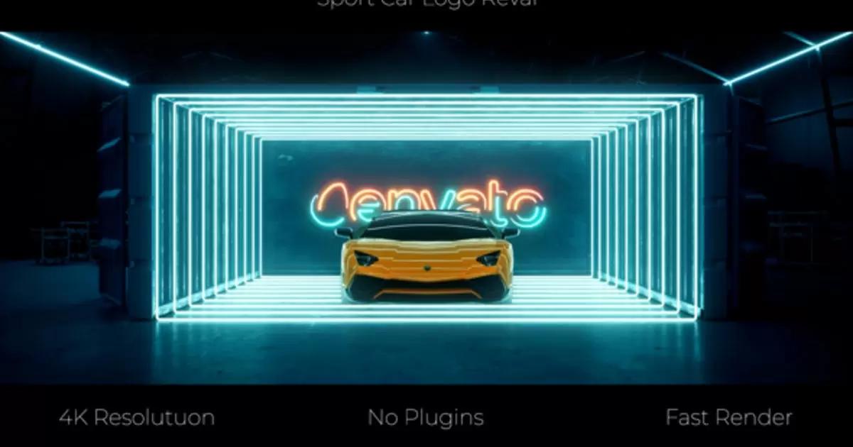 跑车霓虹灯logo标志AE模版Sport Car Neon Logo插图