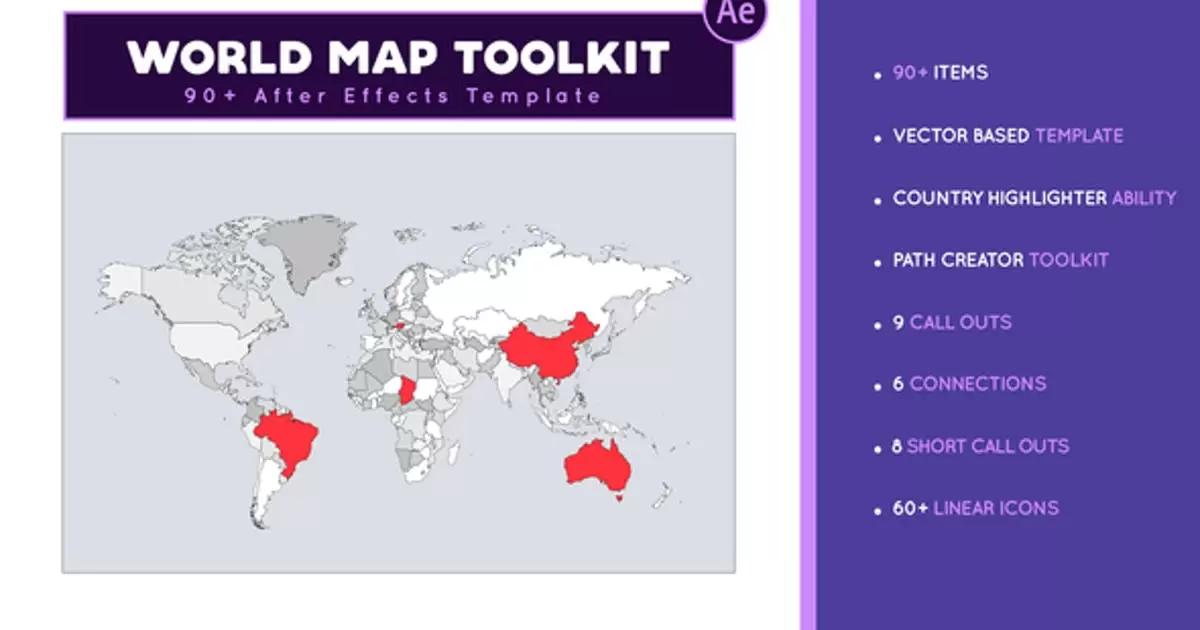 世界地图工具设计包装AE视频模版World Map Toolkit插图