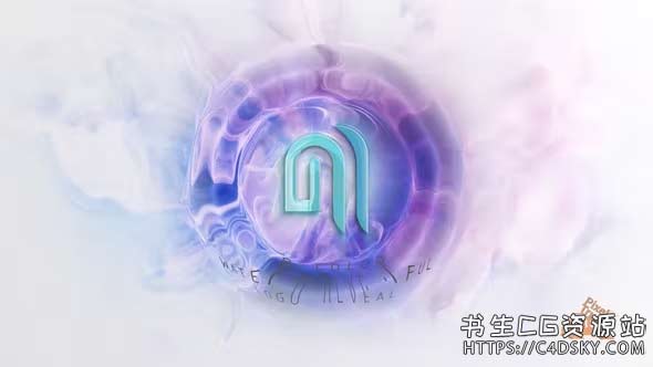 优雅3D线描标志水波纹涟漪效果动画-AE模板Water Colorful Logo Reveal