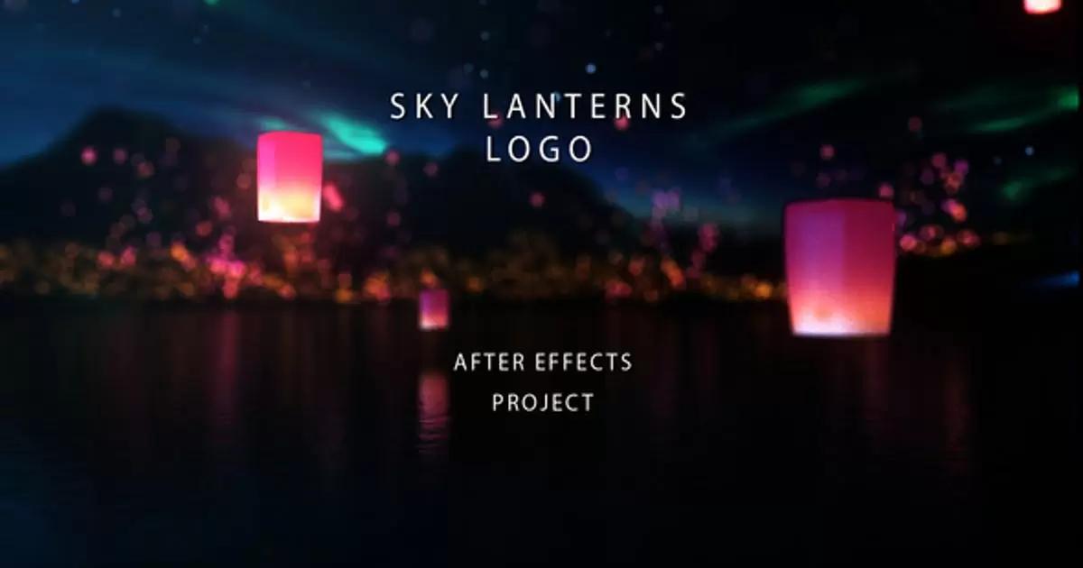 放飞许愿灯天灯礼花logo标志AE模版Sky Lanterns Logo插图