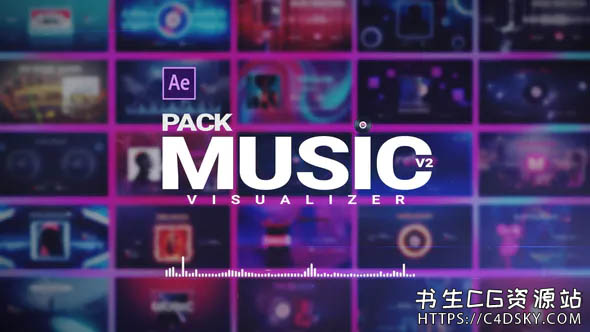 AE模板-24种4K抖音流行歌曲音频波形音乐可视化动画展示Music Visualizer Pack