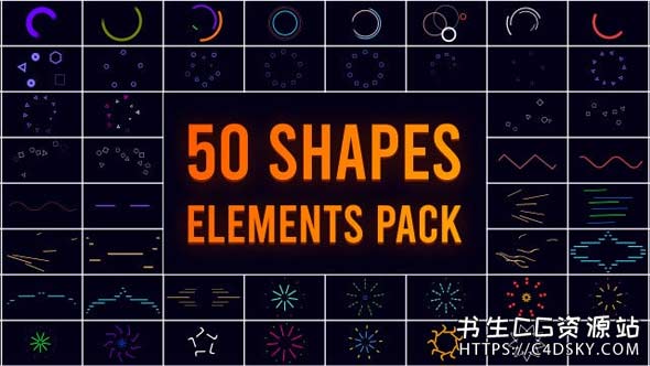 中文版FCPX插件-47组色彩鲜艳线条形状图形MG动画预设Shape Big Pack