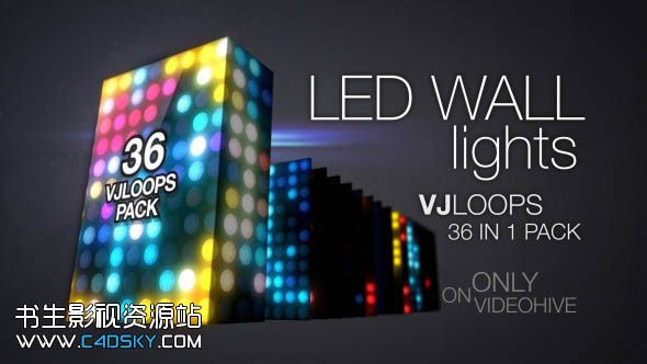 36组LED灯光闪烁无缝循环动画VJ背景大屏幕视频素材LED Wall Lights VJ Loops Pack 免费下载