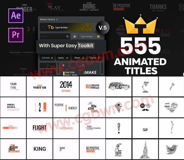 更新到V5版本550组文字标题动画效果字幕排版-AE扩展脚本与Premiere预设模板