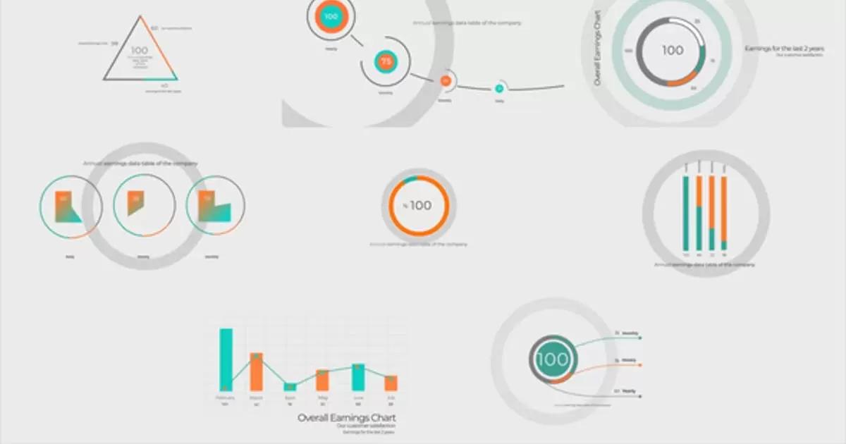 各种圆形曲线图信息图表包02AE视频模版Infographic Pack 02插图