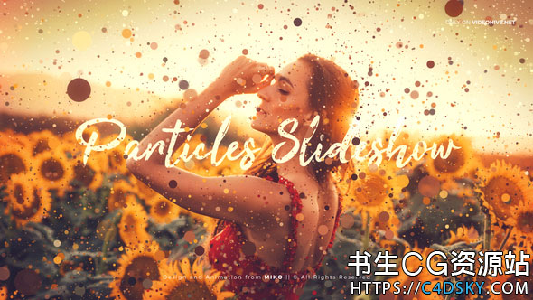 AE模板-漂亮的Particles粒子发散特效情人节婚礼图像展示Particles Slideshow