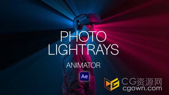 AE模板-Photo LightRays Animator 灯光射线背景3D照片动画