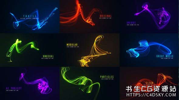 优雅有机光线粒子光束文本标题轨迹动画AE模板Particle Titles | Light Trails for After Effects